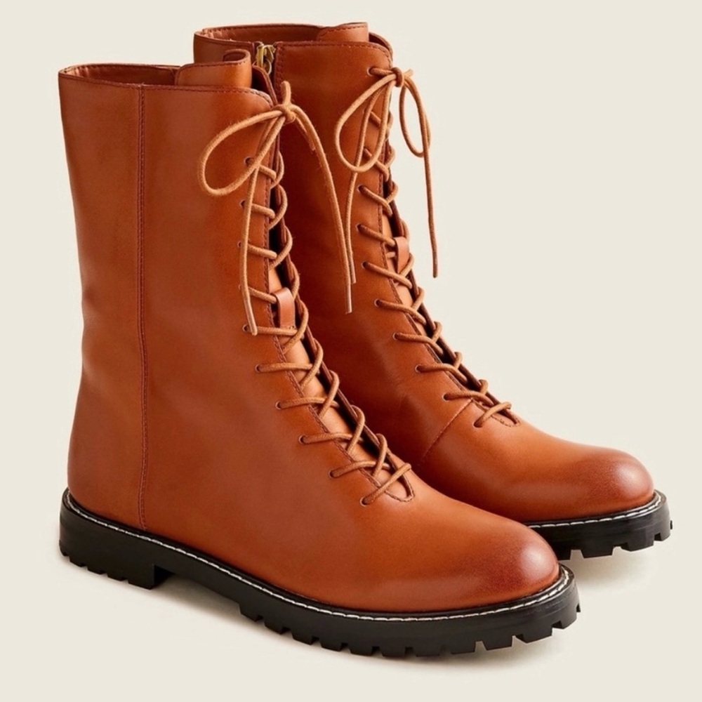 J. Crew Gwen Lug-Sole Leather Lace-Up Winter Boots